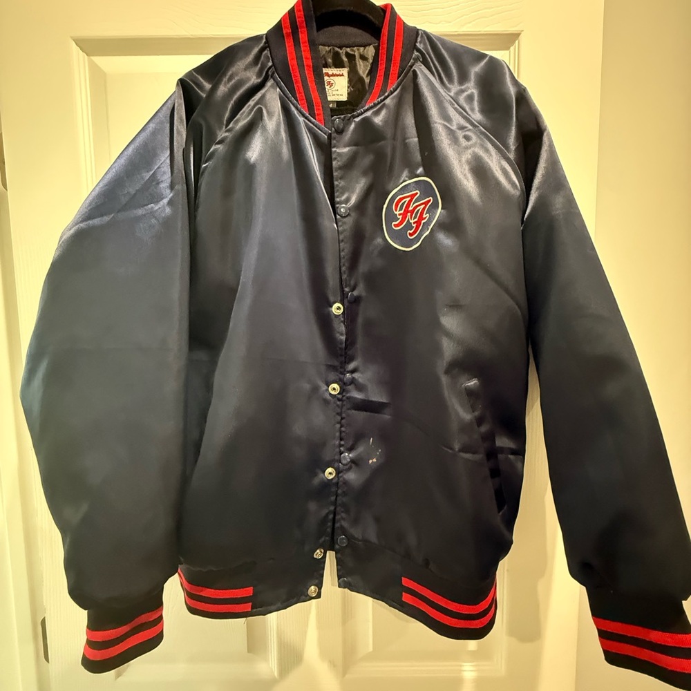 FOO FIGHTERS Navy Varsity Jacket with Red Accents